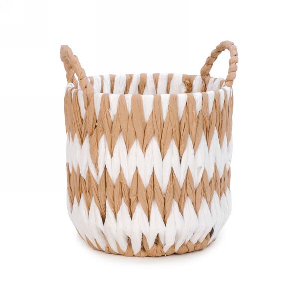 Weaved White & Natural Basket (2 sizes)