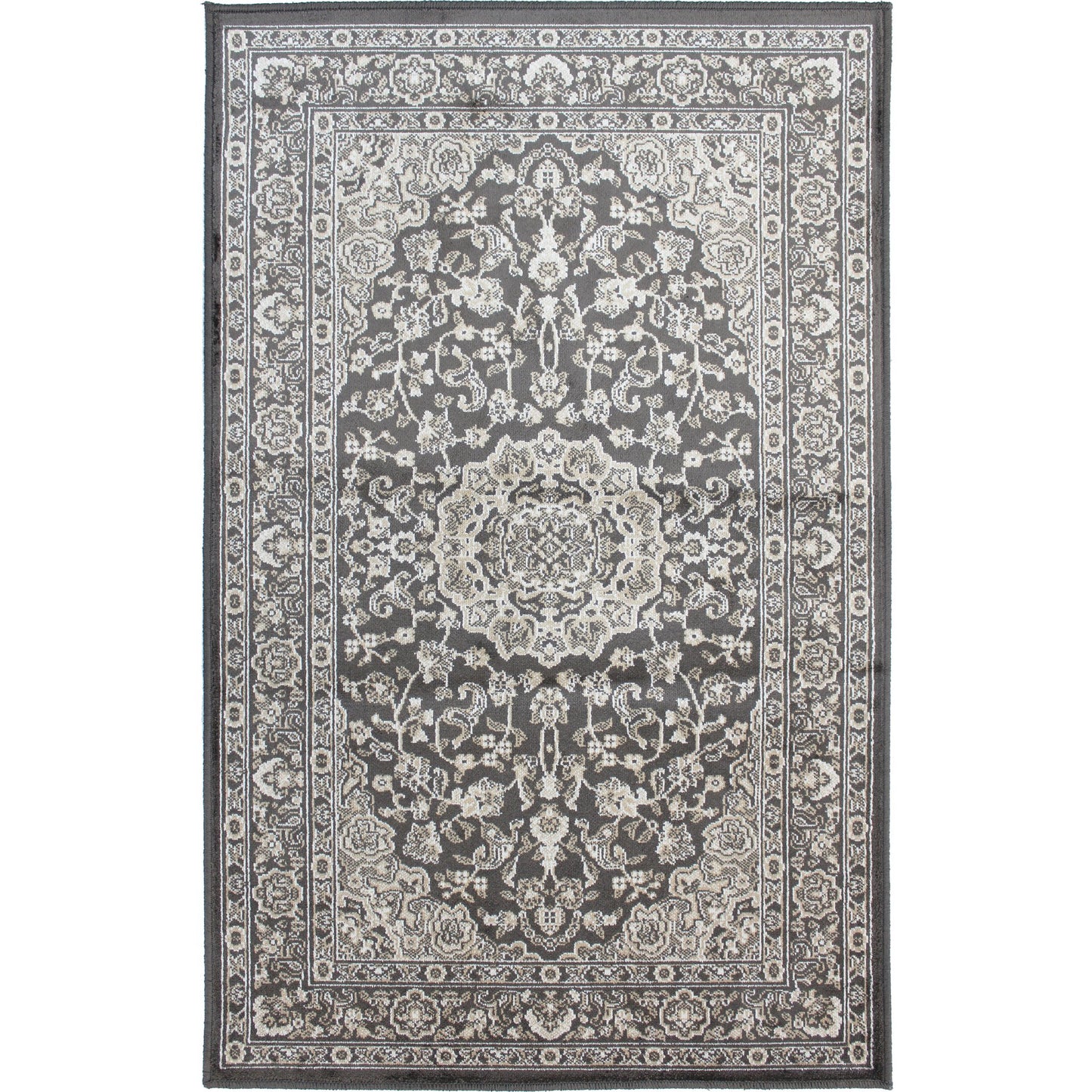 2x4' Dark Grey/Brown Washable Low pile rug