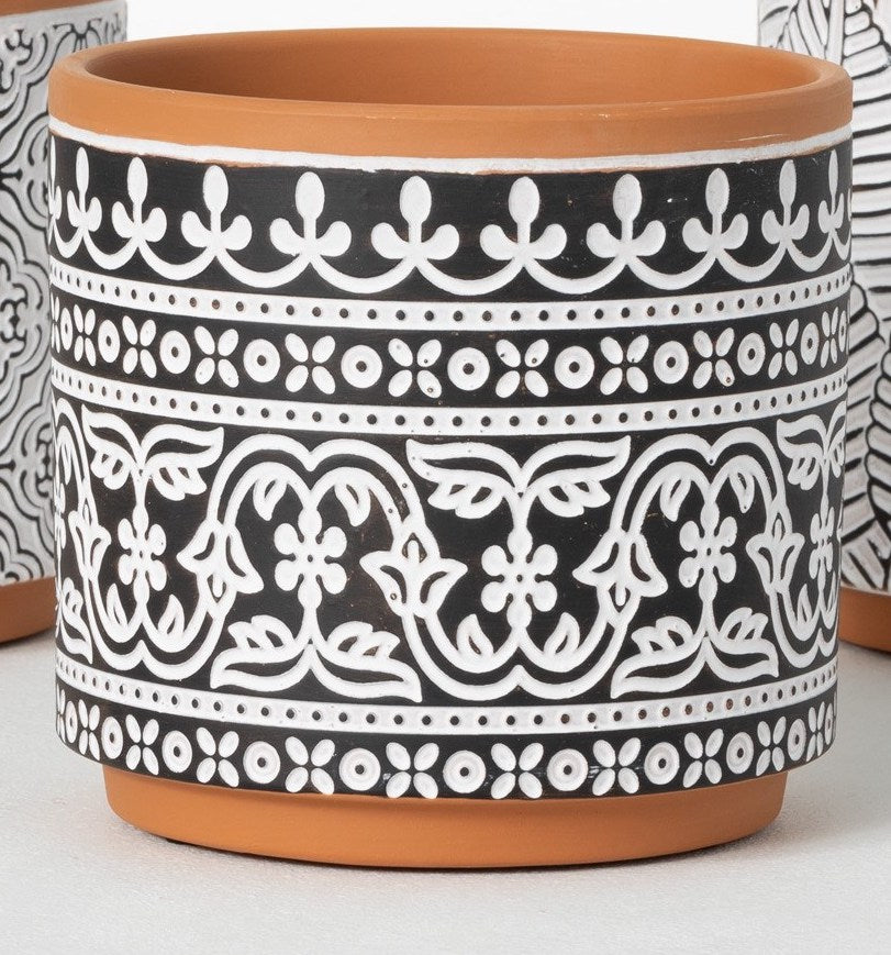 Terra Cotta Patterned Pots (3 Styles)