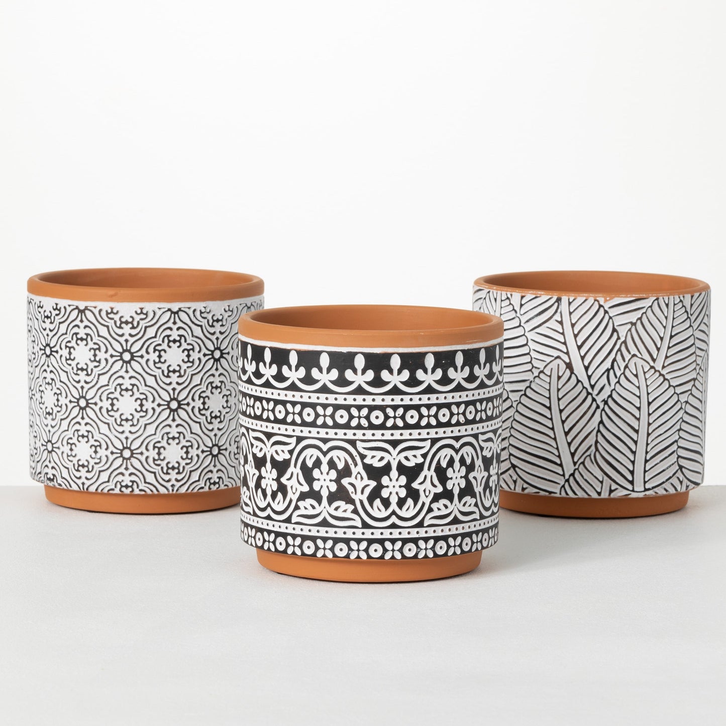 Terra Cotta Patterned Pots (3 Styles)