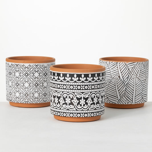 Terra Cotta Patterned Pots (3 Styles)