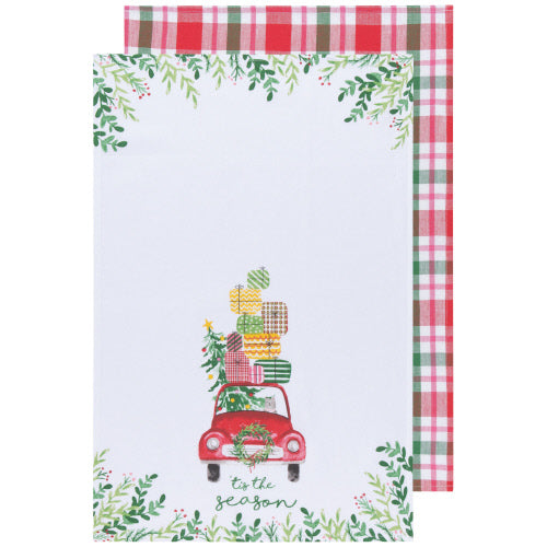 Tea Towel Winter Wheels Print