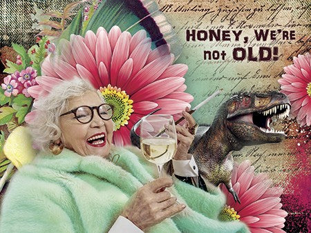 Woman with wine glass - Birthday Card