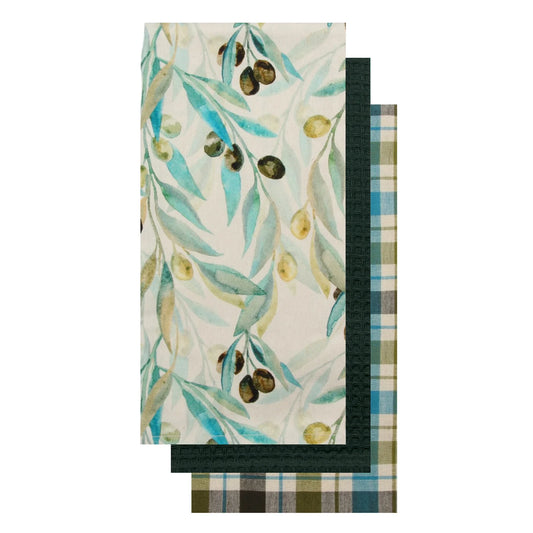 Olive Print Tea Towel - Set of 3