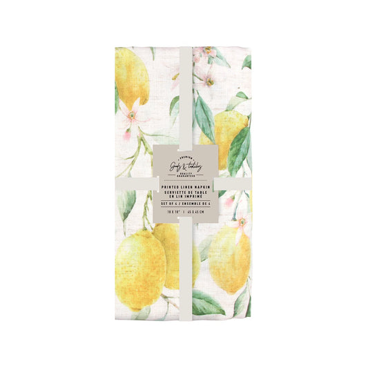 Fresh Lemon Linen Napkins- Set of 4