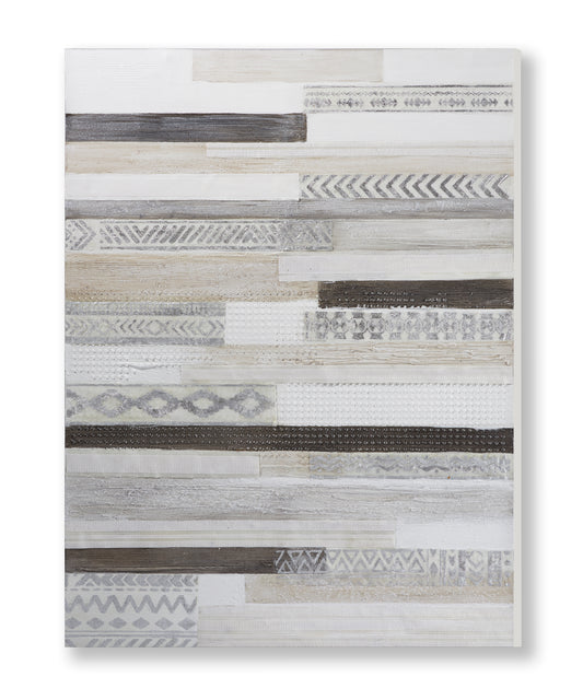 Abstract Textured Grey Stripes Print  (35" x 47")