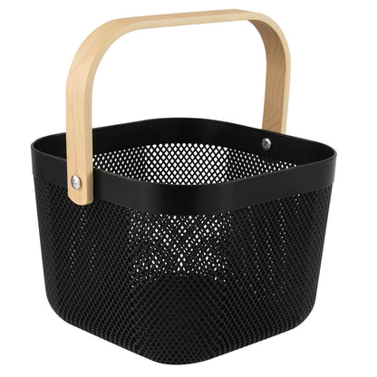Mesh Storage Basket with Wooden Handle