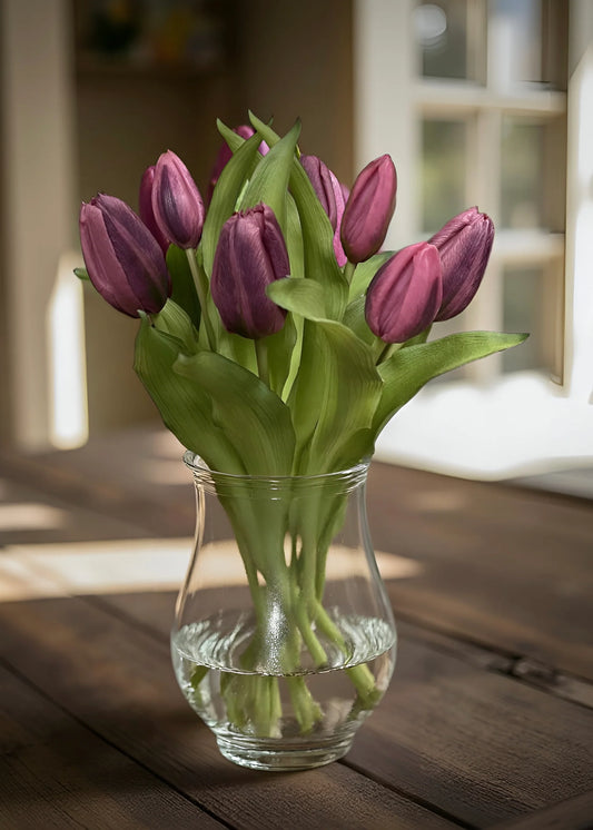 Fresh Touch Dark Plum 12" Tulip Bunch