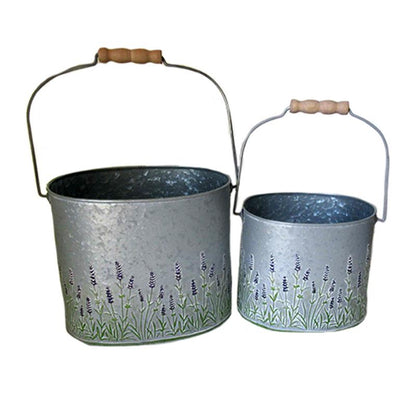 Oval Galvanized Lavender Planter