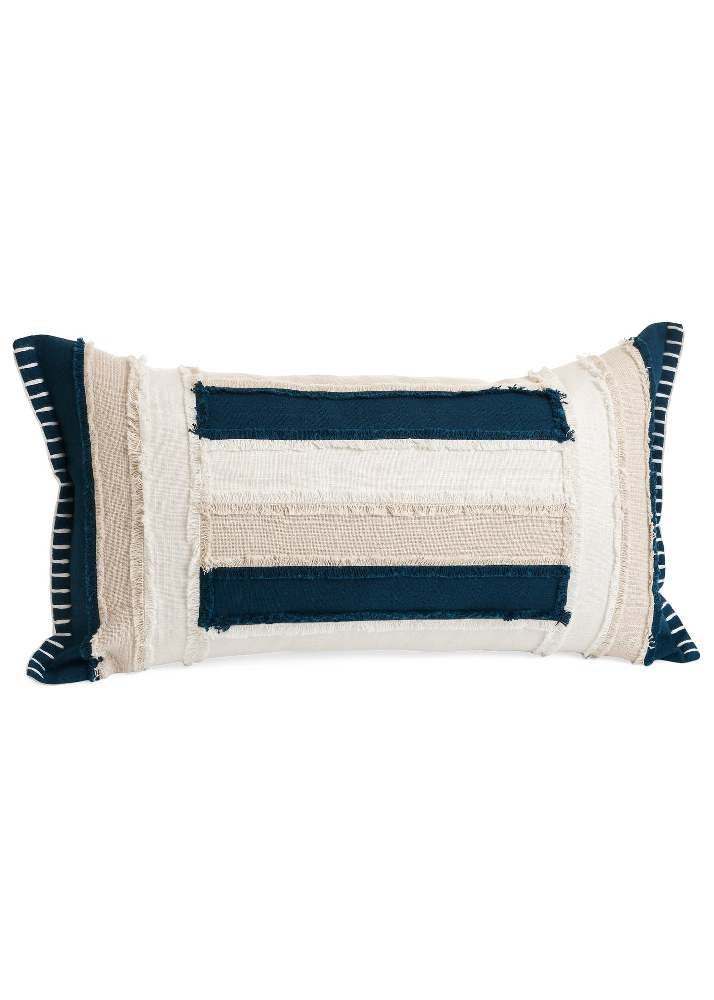 Patch Stripes Navy/Beige Cushion