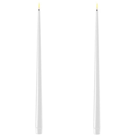 Glossy White Wetlook LED Tapers 15" (Set of 2)