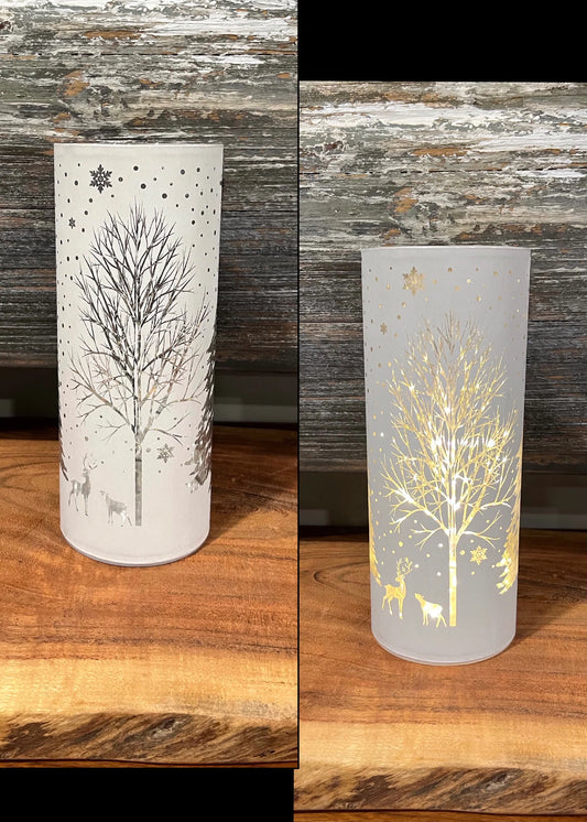 White Tree with Reindeer LED Light -Small