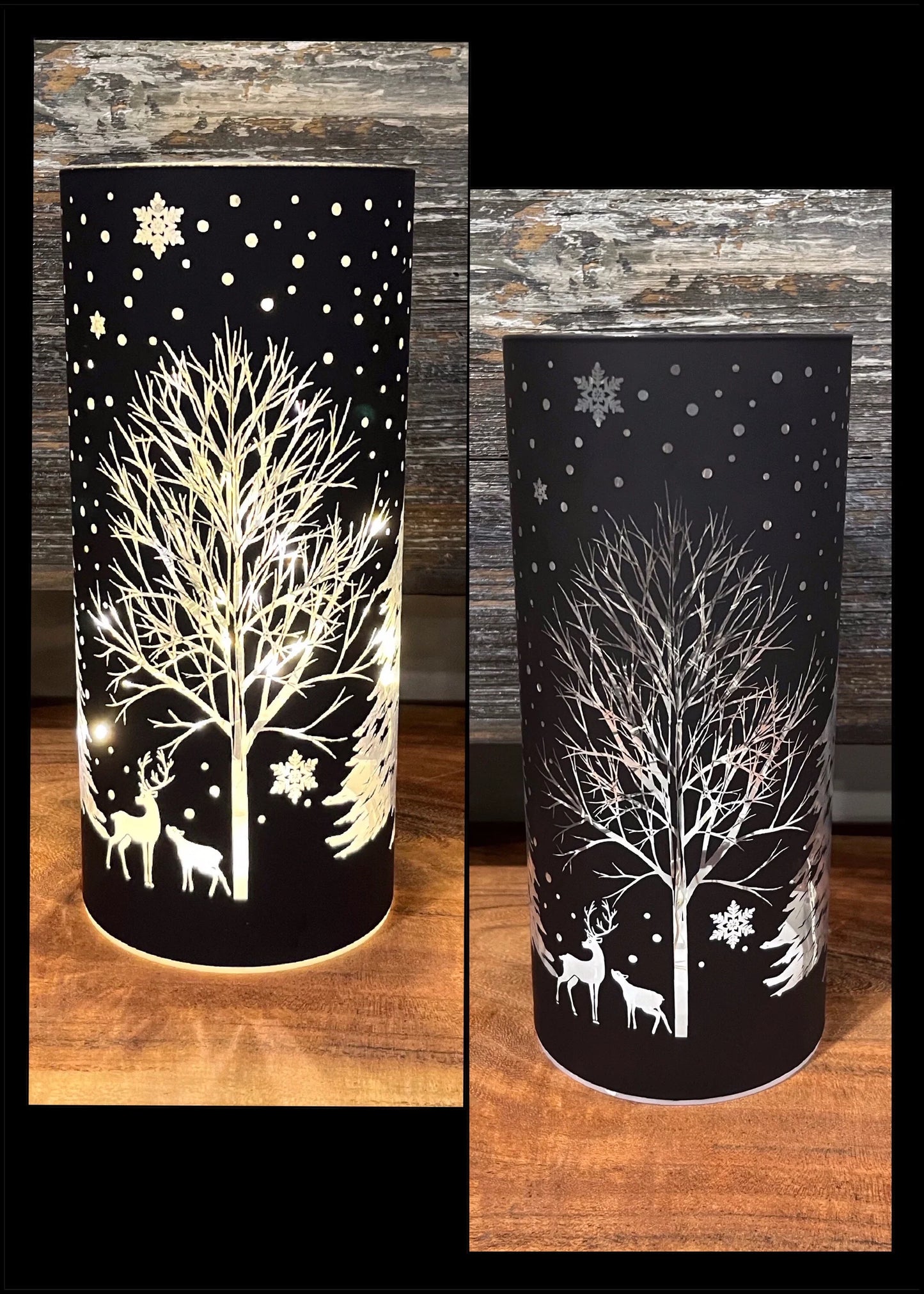 Matt Black Tree with Reindeer LED Light -Lg