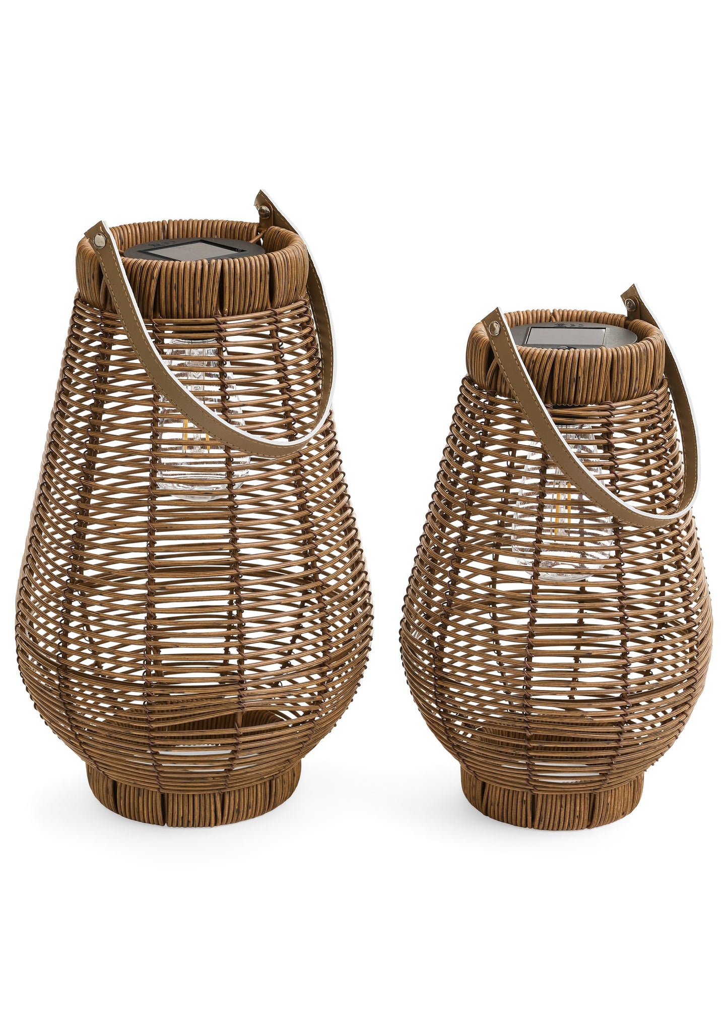 Solar Powered Lanternwith Leather Handles  - 2 Sizes Avalable