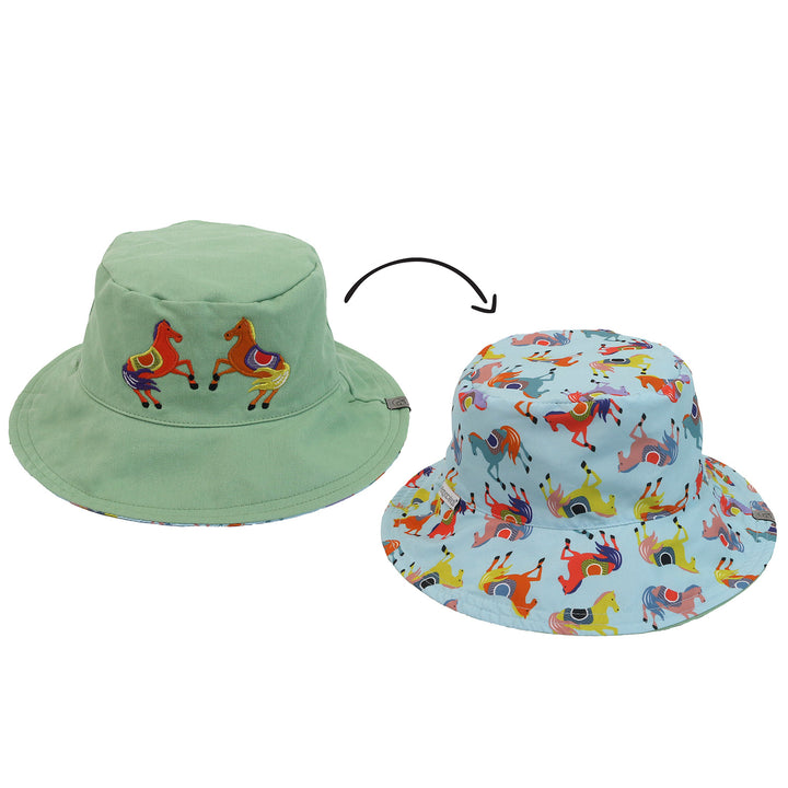 Flapjack Kids Reversible Sun Hat - Horses