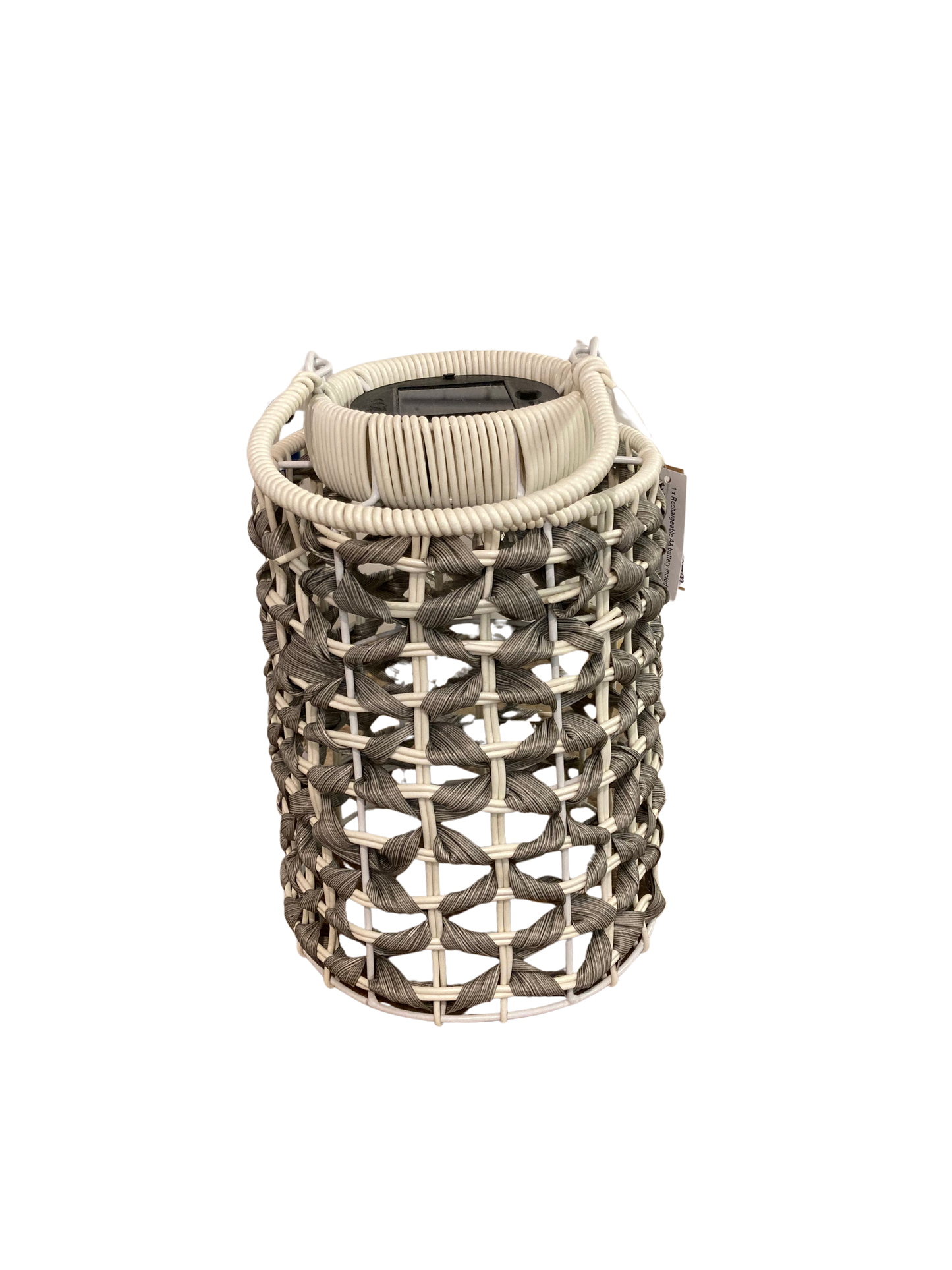 White/Grey Solar Lantern- Sm - Joshua & Company