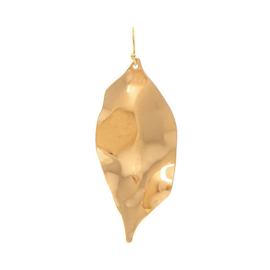 Rain - Gold Shiny Bent Leaves Earrings