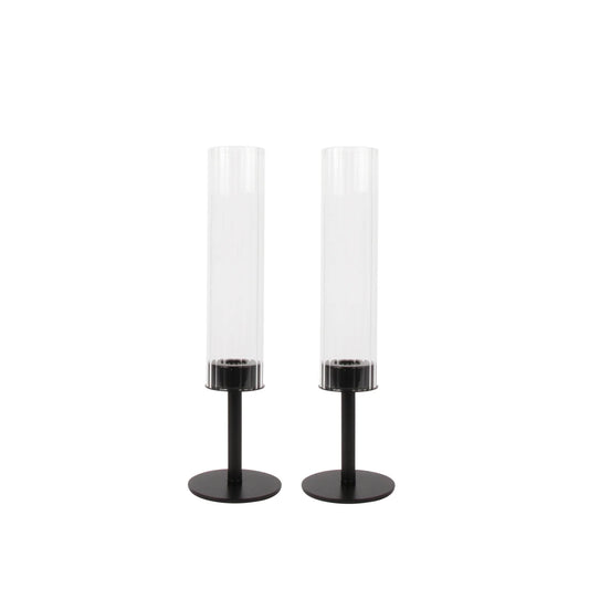 Rhode Ribbed Candle Holder Set of 2- Small