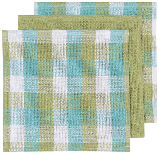 Check Leaf Dishcloth s/3
