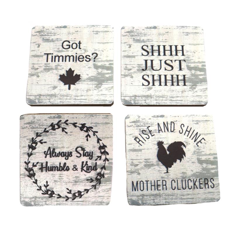 Farmhouse Coasters s/4 Assorted