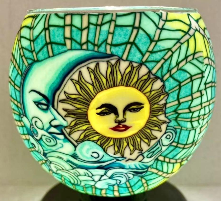 Glass Tealight Holder - Sun and Moon Celestial