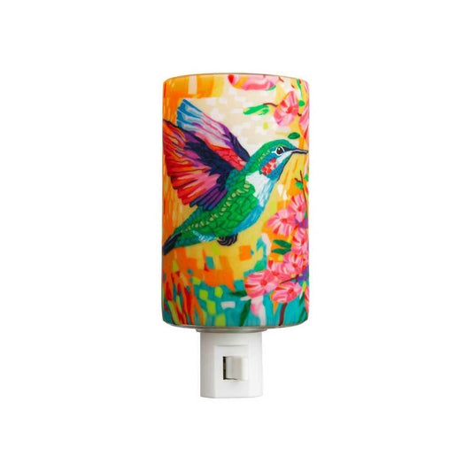 Glass Night Light - Colourful Hummingbird