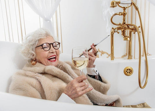 Birthday Card - Elderly Woman In Tub