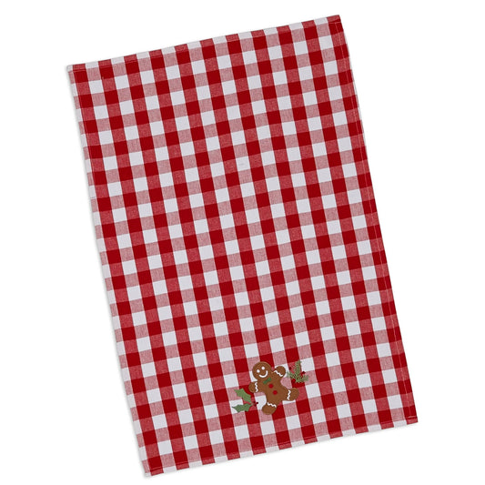 Gingerbread Man Embellished Tea Towel