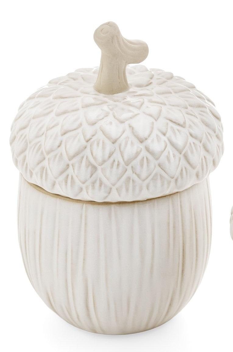 White Lidded Porcelain Acorn - Large