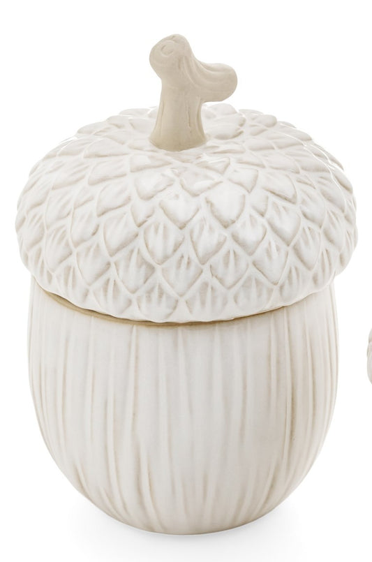 White Lidded Porcelain Acorn - Large