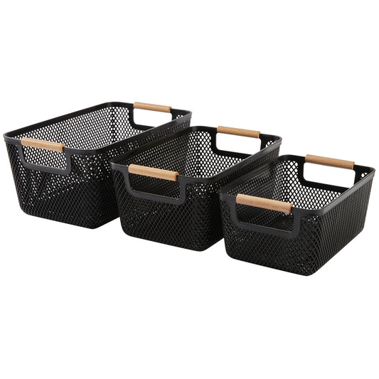 Multipurpose Storage Bin Set of 3 Black