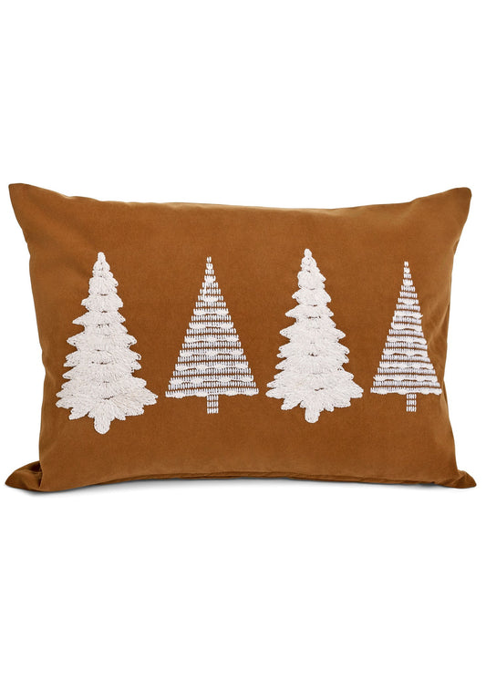 Tan Rectangular Cushion with Cream Trees
