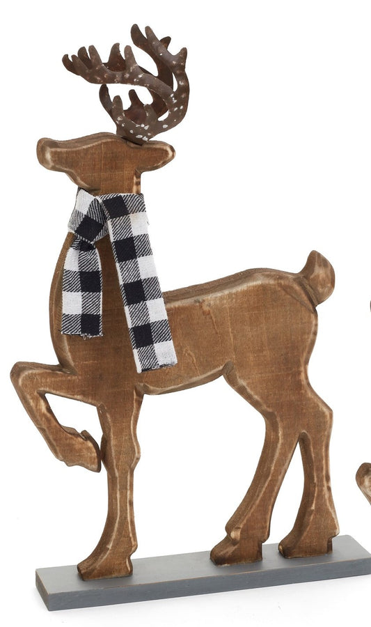 Wooden Deer with Scarf - Large