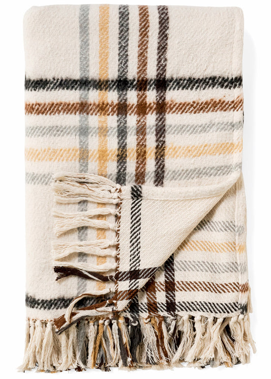 Checked Brushed Cotton Throw