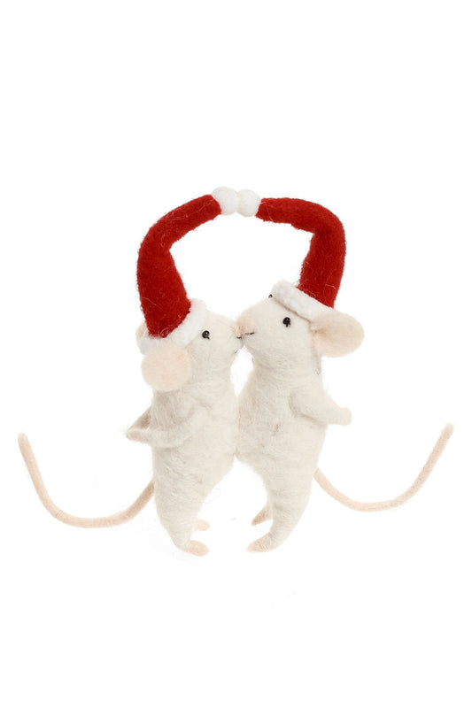 Felt Mice Kissing Ornament