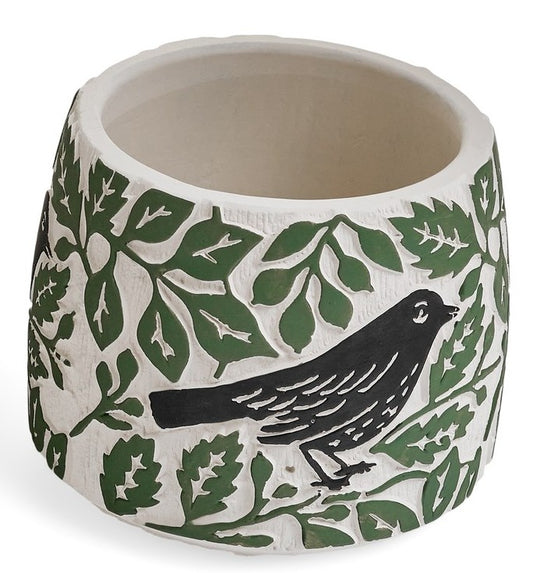 Planter with Black Bird - small