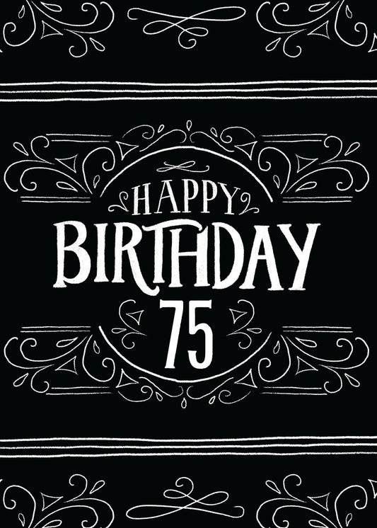 75th Birthday Card - Chalkboard