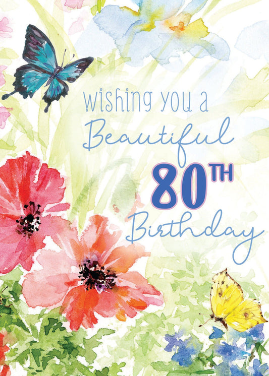 80th Birthday Card - Butterfly
