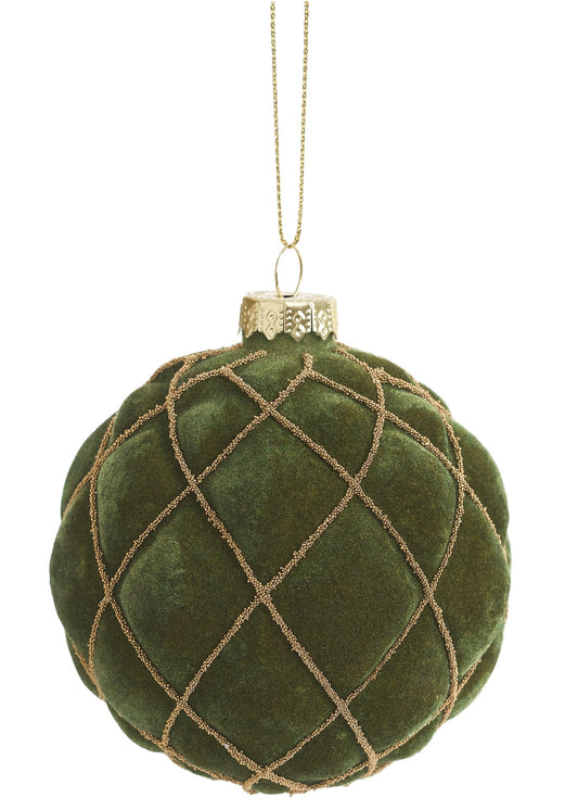 Green  Velvet Glass Ornament