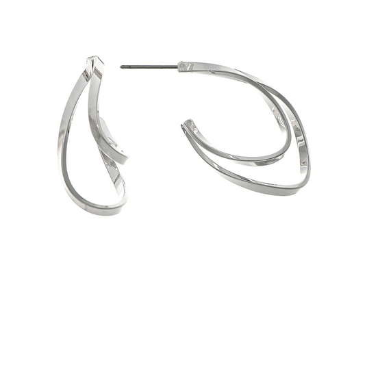 Rain - Silver Double Curved Wire Post Earring