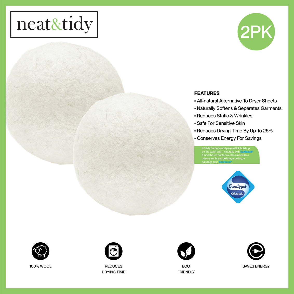 Wool Dryer Balls 2pk - Joshua & Company