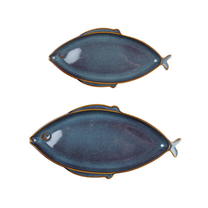 Medium Blue Fish Serving Plate - Joshua & Company