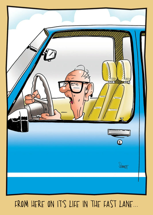 Birthday Card - Old Guy with Blinker
