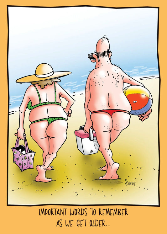 Birthday Card - Older Couple in Thongs