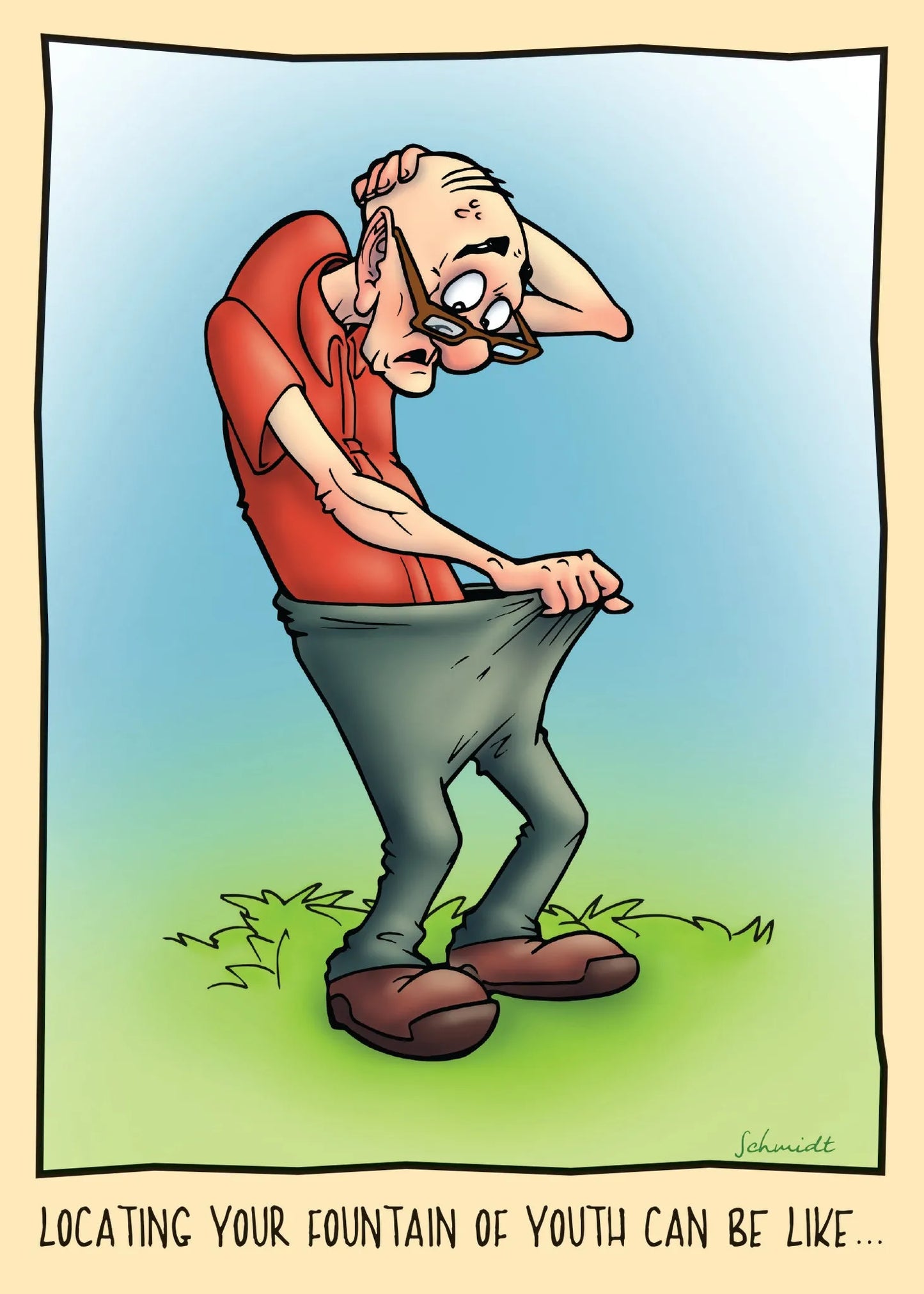 Birthday Card - Guy Looking In Pants
