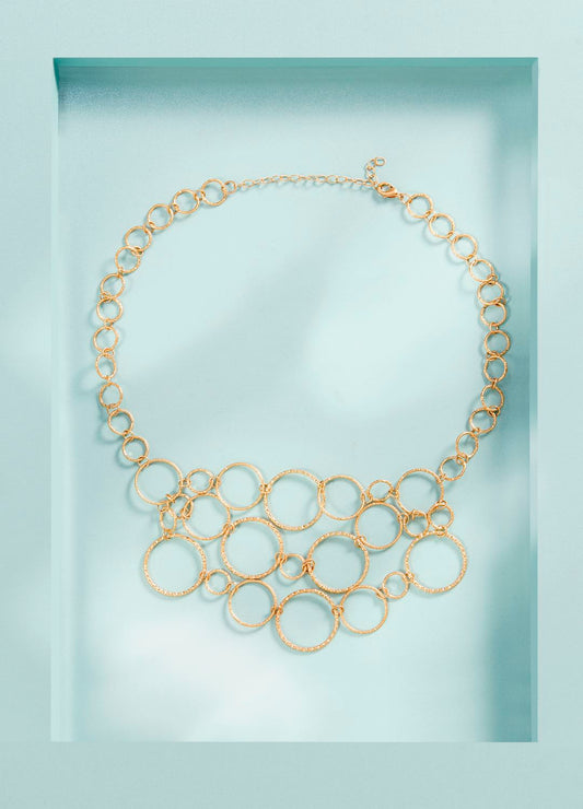 Gold Iron Multi-Ring Necklace