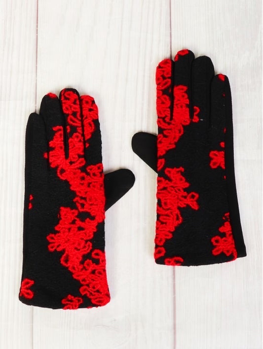 Red Embroidered Gloves