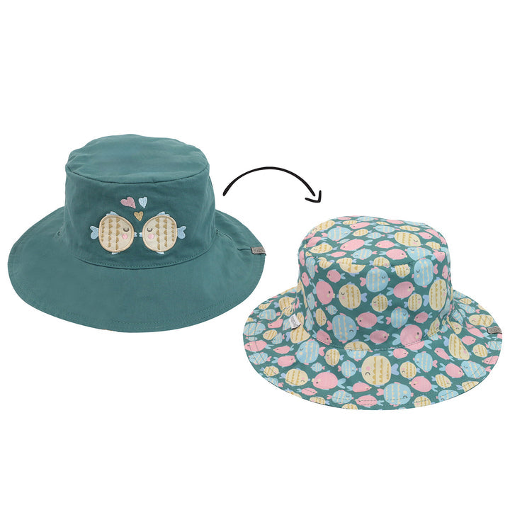 Flapjack Kids Reversible Sun Hat - Kissing Fish
