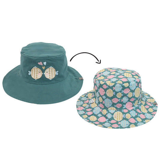 Flapjack Kids Reversible Sun Hat - Kissing Fish