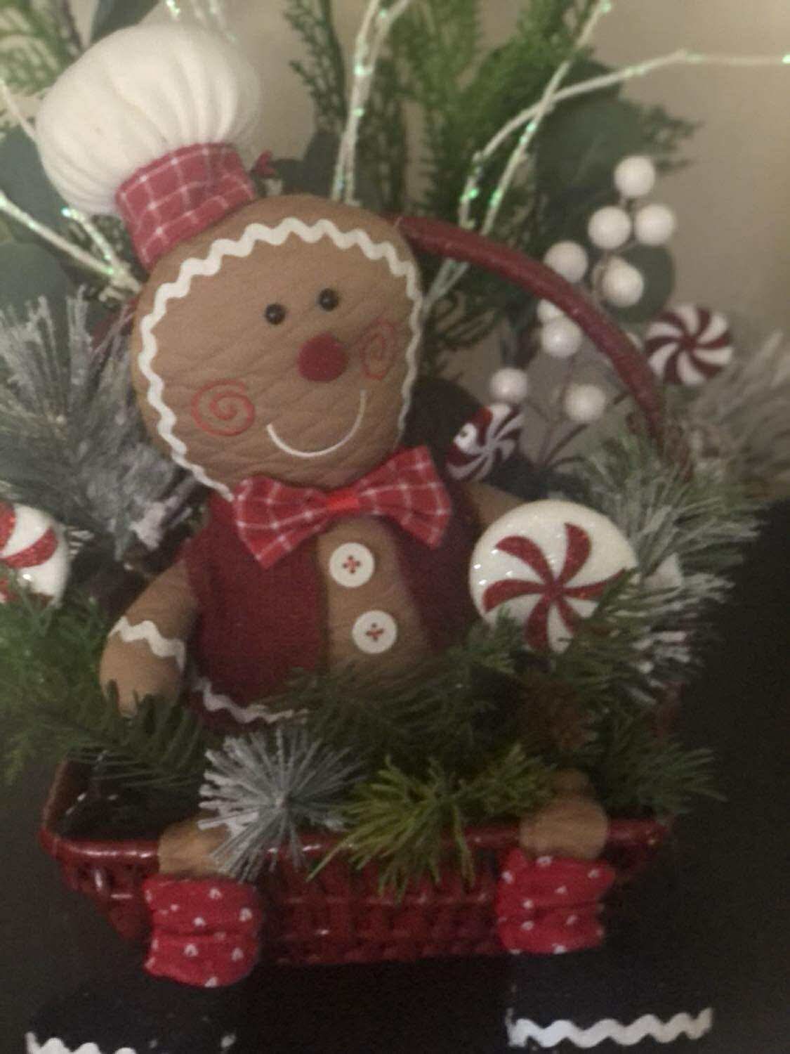 Gingerbread Flower Arrangement in Red Basket *Store Pick Up Only